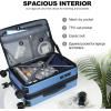 imageKROSER Carry On Luggage with Spinner Wheels ampamp Builtin TSA Lock Expandable Top Loading Hard Shell Suitcase Large Capacity Durable Rolling Luggage with USB Port CarryOn 20Inch Dark GreenLight Blue