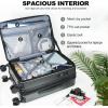 imageKROSER Carry On Luggage with Spinner Wheels ampamp Builtin TSA Lock Expandable Top Loading Hard Shell Suitcase Large Capacity Durable Rolling Luggage with USB Port CarryOn 20Inch Dark GreenSteel Grey