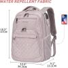 imageKROSER Travel Laptop Backpack 17 Inch Large Computer Backpack WaterRepellent Daypack with USB Charging Port RFID Pockets for WorkBusinessCollegeMenWomenQuiltedQuilted Dusty Pink