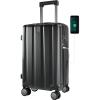 imageKROSER Hardside Expandable Carry On Luggage with Spinner Wheels ampamp Builtin TSA Lock Durable Suitcase Rolling Luggage with USB Port CarryOn 20Inch BlackBlack