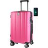 imageKROSER Hardside Expandable Carry On Luggage with Spinner Wheels ampamp Builtin TSA Lock Durable Suitcase Rolling Luggage with USB Port CarryOn 20Inch BlackMagenta