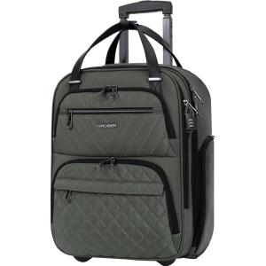 imageKROSER Carry On Underseat Multifunctional 16inch Underseater Lightweight Overnight Suitcase for Men Women GreyArmy Green