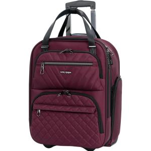 imageKROSER Carry On Underseat Multifunctional 16inch Underseater Lightweight Overnight Suitcase for Men Women GreyBurgundy