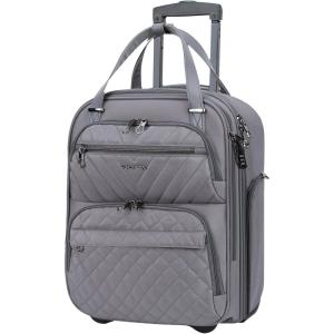 imageKROSER Carry On Underseat Multifunctional 16inch Underseater Lightweight Overnight Suitcase for Men Women GreyDark Grey