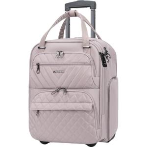 imageKROSER Carry On Underseat Multifunctional 16inch Underseater Lightweight Overnight Suitcase for Men Women GreyGrey Pink