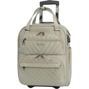 imageKROSER Carry On Underseat Multifunctional 16inch Underseater Lightweight Overnight Suitcase for Men Women GreyLight Khaki