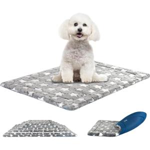 imageKROSER Fancy Crate Pad Bed Mat Reversible Cool ampamp Warm Machine Washable for Small to XXXLarge Dogs Grey Navy Star PatternSmall