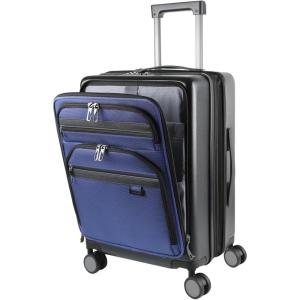 imageKROSER Hardside Expandable Carry On Luggage 22x14x9 Airline Approved With Front Business Pockets 20 Inch Suitcases with Wheels Carry on Suitcase with TSA Lock ampamp USB Port NavyBlackHaze Blue