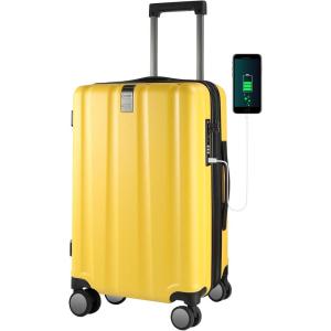 imageKROSER Hardside Expandable Carry On Luggage with Spinner Wheels ampamp Builtin TSA Lock Durable Suitcase Rolling Luggage with USB Port CarryOn 20Inch BlackYellow