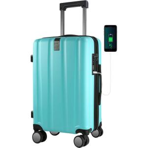 imageKROSER Hardside Expandable Carry On Luggage with Spinner Wheels ampamp Builtin TSA Lock Durable Suitcase Rolling Luggage with USB Port CarryOn 20Inch BlackLake Blue