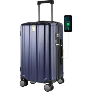 imageKROSER Hardside Expandable Carry On Luggage with Spinner Wheels ampamp Builtin TSA Lock Durable Suitcase Rolling Luggage with USB Port CarryOn 20Inch BlackNavy