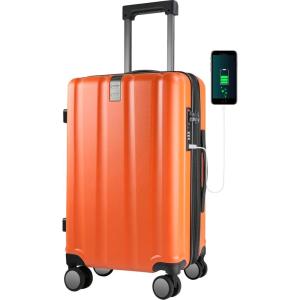 imageKROSER Hardside Expandable Carry On Luggage with Spinner Wheels ampamp Builtin TSA Lock Durable Suitcase Rolling Luggage with USB Port CarryOn 20Inch BlackOrange
