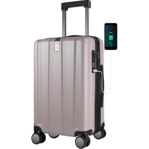 imageKROSER Hardside Expandable Carry On Luggage with Spinner Wheels ampamp Builtin TSA Lock Durable Suitcase Rolling Luggage with USB Port CarryOn 20Inch BlackMatte PurplePink
