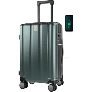 imageKROSER Hardside Expandable Carry On Luggage with Spinner Wheels ampamp Builtin TSA Lock Durable Suitcase Rolling Luggage with USB Port CarryOn 20Inch BlackDark Green