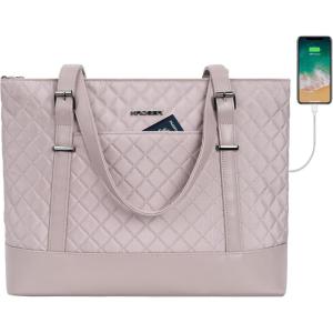 imageKROSER Laptop Tote Bag for Women Purse Teacher Bag 156 Inch Laptop Bag Computer Work Briefcase Handbag Shoulder BagGrey Pink
