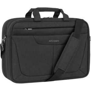 imageKROSER TSA Friendly Laptop Bag 156 inch Briefcase Check Point Friendly Laptop Messenger Bag Water Repellent Computer Case with RFID Pockets for CollegeBusinessWomenMenCharcoal Black