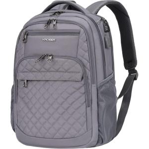 imageKROSER Travel Laptop Backpack 17 Inch Large Computer Backpack WaterRepellent Daypack with USB Charging Port RFID Pockets for WorkBusinessCollegeMenWomenQuiltedQuilted Dark Grey