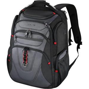 imageKROSER Friendly Travel Laptop Backpack 173 inch XXXL Gaming Backpack WaterRepellent College Daypack Business Backpack with RFID Pockets ampamp USB Port for MenWomenBlackRedBlackGrey173