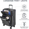 imageKROSER Softside Expandable checked Luggage with Front Business Pockets24 Inch Suitcases with Spinner Wheels amp Builtin TSA Lock Durable Suitcase Rolling Luggage BurgundyGrey24