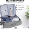imageKROSER Softside Expandable checked Luggage with Front Business Pockets24 Inch Suitcases with Spinner Wheels amp Builtin TSA Lock Durable Suitcase Rolling Luggage BurgundyGrey24