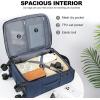 imageKROSER Softside Expandable checked Luggage with Front Business Pockets24 Inch Suitcases with Spinner Wheels amp Builtin TSA Lock Durable Suitcase Rolling Luggage BurgundyHaze Blue20