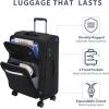 imageKROSER Softside Expandable checked Luggage with Front Business Pockets24 Inch Suitcases with Spinner Wheels amp Builtin TSA Lock Durable Suitcase Rolling Luggage BurgundyBlack24