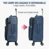 imageKROSER Softside Expandable checked Luggage with Front Business Pockets24 Inch Suitcases with Spinner Wheels amp Builtin TSA Lock Durable Suitcase Rolling Luggage BurgundyHaze Blue24