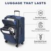imageKROSER Softside Expandable checked Luggage with Front Business Pockets24 Inch Suitcases with Spinner Wheels amp Builtin TSA Lock Durable Suitcase Rolling Luggage BurgundyNavy24