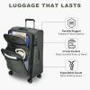 imageKROSER Softside Expandable checked Luggage with Front Business Pockets24 Inch Suitcases with Spinner Wheels amp Builtin TSA Lock Durable Suitcase Rolling Luggage BurgundyArmy Green24