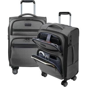 imageKROSER Softside Expandable checked Luggage with Front Business Pockets24 Inch Suitcases with Spinner Wheels amp Builtin TSA Lock Durable Suitcase Rolling Luggage BurgundyGrey20