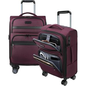 imageKROSER Softside Expandable checked Luggage with Front Business Pockets24 Inch Suitcases with Spinner Wheels amp Builtin TSA Lock Durable Suitcase Rolling Luggage BurgundyBurgundy20