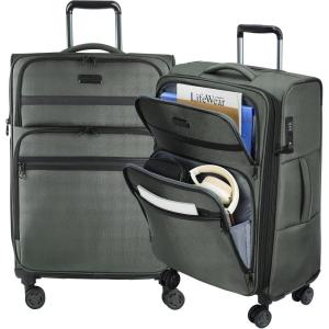 imageKROSER Softside Expandable checked Luggage with Front Business Pockets24 Inch Suitcases with Spinner Wheels amp Builtin TSA Lock Durable Suitcase Rolling Luggage BurgundyArmy Green24